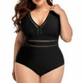 thumbnail image 1 of Daznico Women's Plus Size Solid Color Bikini, Mesh Stitching Swimsuit,Size 2XL, 1 of 4