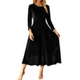 thumbnail image 1 of Daznico Women's Plus Size Velvet Evening Gown | Long Sleeve Dress with Pleated Detail for Formal Party,Size:XXL, 1 of 6