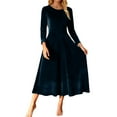 thumbnail image 1 of Daznico Women's Plus Size Velvet Evening Gown | Long Sleeve Dress with Pleated Detail for Formal Party,Size:XXL, 1 of 6