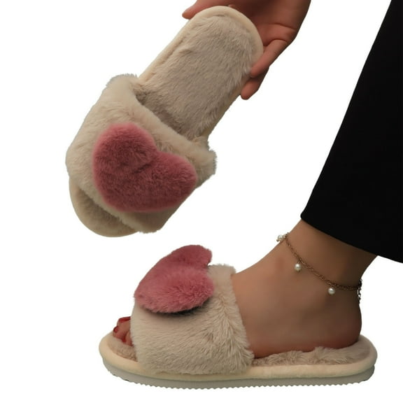 Daznico Women's Plush Open-Toe House Slippers - Non- Fuzzy Indoor Slides for Women, Soft Comfortable Home Footwear for Relaxation,Color:Pink,Size:43