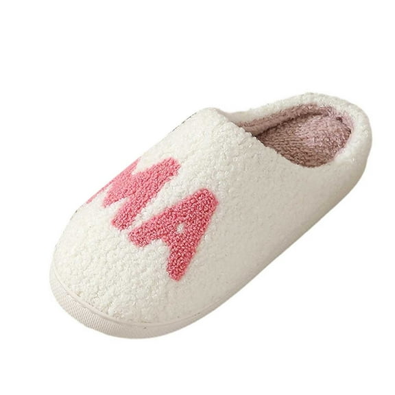 Daznico Women's Plush Slippers Cozy Indoor Outdoor Non- Soft Comfortable Cute Letter Embroidery House Shoes,Size:8