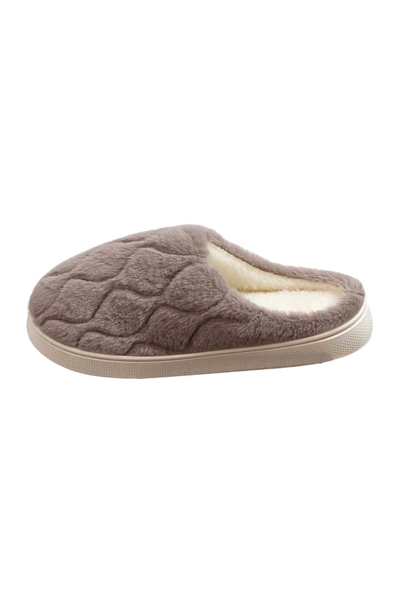 Women's Plush Winter Slippers - Cozy Non- Indoor House Shoes with Wave for Home Comfort,Color:Coffee,Size:9.5