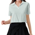thumbnail image 1 of Daznico Women's Polo Collar Crop Tee, Short Sleeve Adjustable Ice Silk Top for Summer Fitness,XL, 1 of 4
