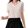 thumbnail image 1 of Daznico Women's Polo Collar Crop Tee, Short Sleeve Adjustable Ice Silk Top for Summer Fitness,XL, 1 of 4