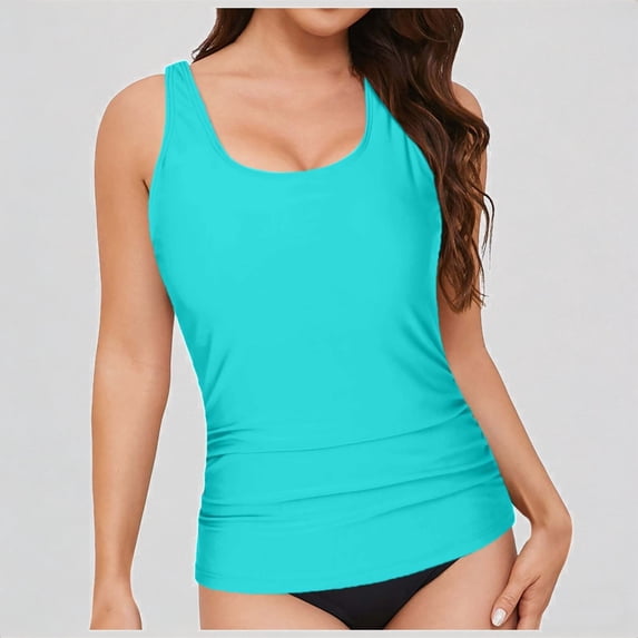 Daznico Women's Racerback Tankini Top, Ruched Swim Top,XL