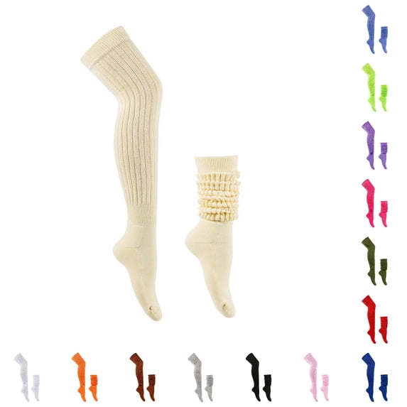Daznico Women's Ribbed Knit Stackable over the Knee Socks Thick Stretch Soft Warm Retro Casual Daily Long Socks
