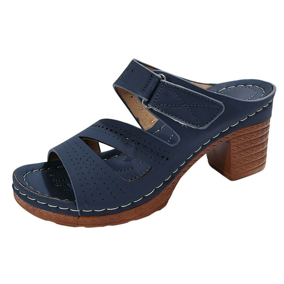 Daznico Women's Sandal - Women Summer Solid On Casual Open Toe Square Heels Comfortable Beach Shoes Sandals Slippers,Size 7