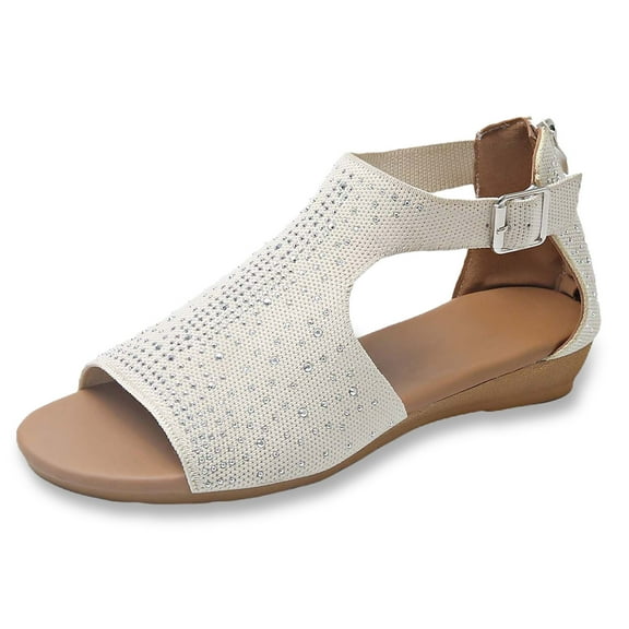 Daznico Women's Sandal - Women Summer Zipper Casual Open Toe Wedges Comfortable Beach Shoes Sandals,Size 6.5