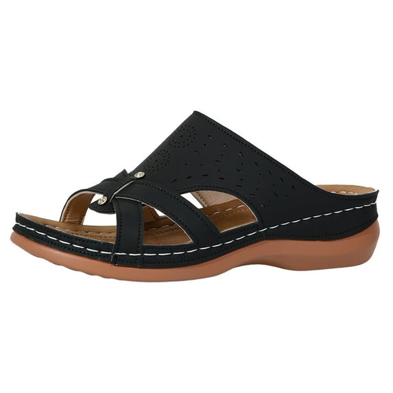 Daznico Women's Sandal - Womens Summer Casual Simple Solid Color Hollow Rhinestone Fish Mouth Slope with Sandals Slippers,Size 9