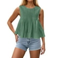 thumbnail image 1 of Daznico Women's Sleeveless Ruffle Peplum Blouse - Round Neck Y2K Shirt for Summer Fashion,Size XS, 1 of 6