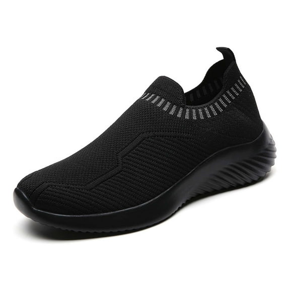 Daznico Women's Slip-On Sneakers - Breathable Mesh Walking Shoes with Lightweight Soft Sole for Casual & Sports,Color:Black,Size:9
