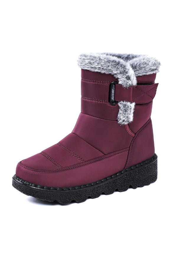 Women's Snow Boots Plus Size Winter High Top Booties Sherpa Lined Thick Sole Resistant Warm Comfortable Outdoor Walking,Size:6