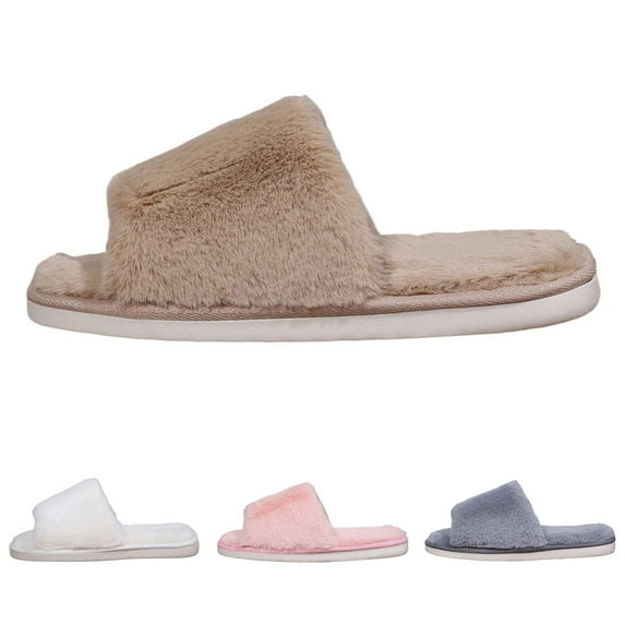 Daznico Women's Solid Color Slippers - Cozy Non- Winter House Shoes with Lining & Thick Sole,Color:Brown,Size:8.5