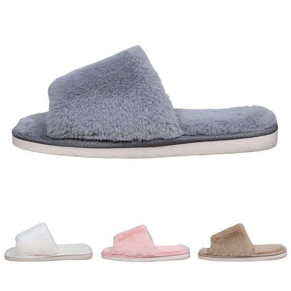 Daznico Women's Solid Color Slippers - Cozy Non- Winter House Shoes with Lining & Thick Sole,Color:Grey,Size:9.5