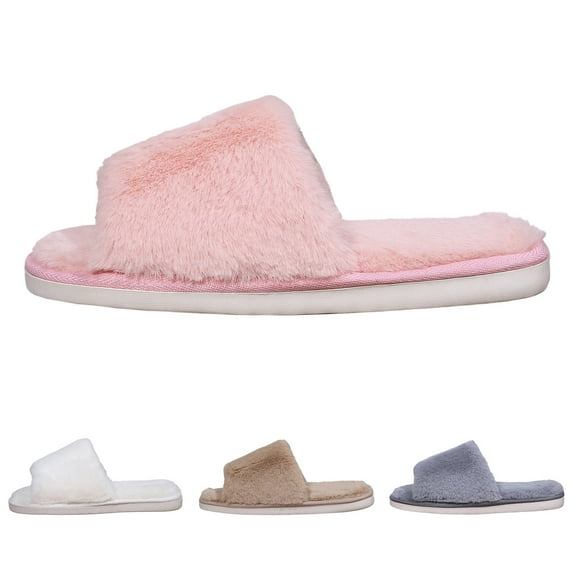 Daznico Women's Solid Color Slippers - Cozy Non-Slip Winter House Shoes with Fleece Lining & Thick Sole,Color:Pink,Size:6.5