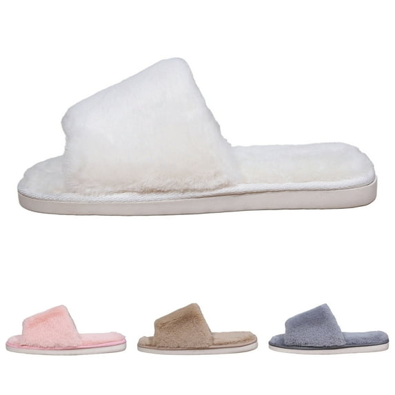 Daznico Women's Solid Color Slippers - Cozy Non- Winter House Shoes with Lining & Thick Sole,Color:White,Size:8.5