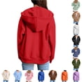thumbnail image 1 of Daznico Women's Solid Zip Up Hoodie Jacket Raglan Long Sleeve Drawstring Oversized Front Pocket Stylish Casual Everyday Loose Fit Sweatshirt Coat,3XL, 1 of 7