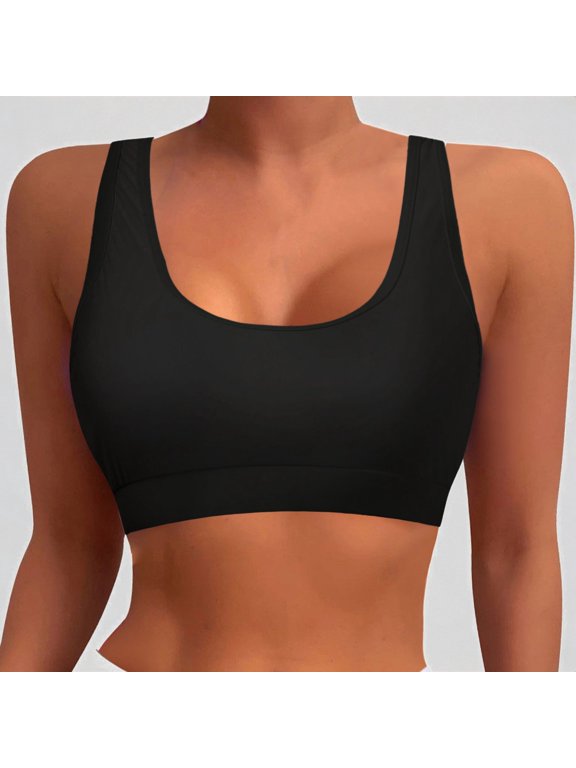 Women's Sports Bra Bikini Tops Racerback Swim Top Neck Bathing Suits Top Padded Crop Tops Swimsuit,M