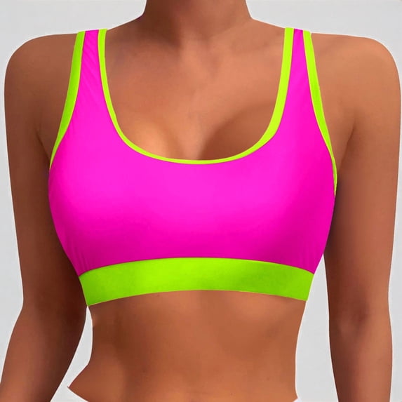 Daznico Women's Sports Bra Bikini Tops Racerback Swim Top Neck Bathing Suits Top Padded Crop Tops Swimsuit,XXL