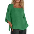 thumbnail image 1 of Daznico Women's Square Neck 3/4 Sleeve Linen Blend Blouse Loose Fit Casual Beach Top,M, 1 of 4