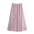thumbnail image 1 of Daznico Women's Starry Sequined Skirt, High Waist Long A-Line Midi Skirt, Elegant Sheer Maxi Dress for Party and Evening Wear,Size One Size, 1 of 7