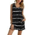 thumbnail image 1 of Daznico Women's Striped Pajama Set, Sleeveless Tank Top & Shorts with Pockets, Casual Summer Sleepwear,XL, 1 of 4