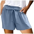 thumbnail image 1 of Daznico Women's Summer Shorts with Pockets - Bowknot Tie Waist Casual Shorts for Outdoor & Travel, Lightweight Design,for Size S, 1 of 5