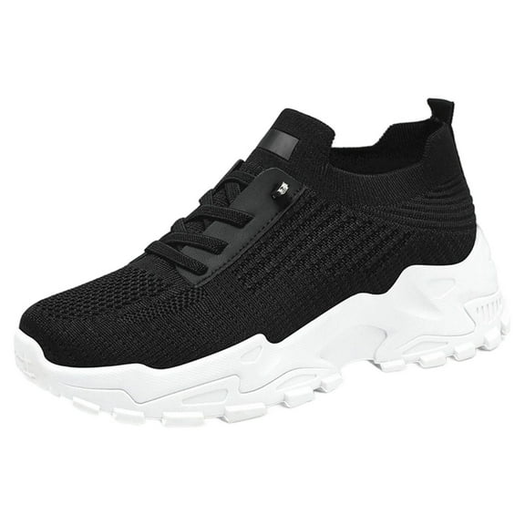 Daznico Women's Summer Sneakers - Breathable Mesh Mid-Height Platform Shoes for Casual Wear with Jeans & T-Shirts,Color:Black,Size:7
