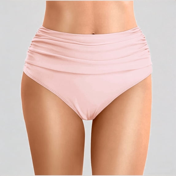 Daznico Women's Summer Solid Color Waist Length Pleated Beach Double Layered Triangle Swim Trunks,S