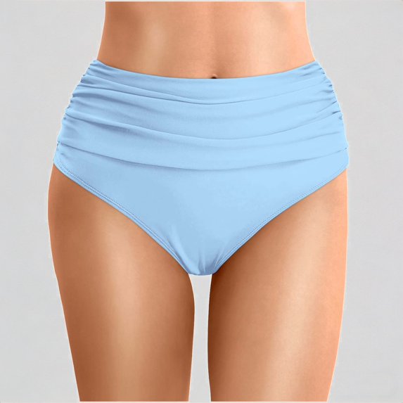 Daznico Women's Summer Solid Color Waist Length Pleated Beach Double Layered Triangle Swim Trunks,XL