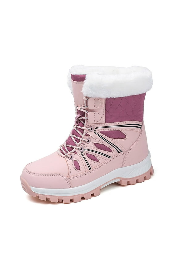 Women's Thermal Snow Boots Winter Warm Lace Up Non- Comfortable Solid Color Thickened Insulated Outdoor Boots,Size:6.5