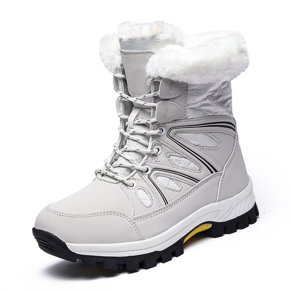 Daznico Women's Thermal Snow Boots Winter Warm Lace Up Non- Comfortable Solid Color Thickened Insulated Outdoor Boots,Size:6.5