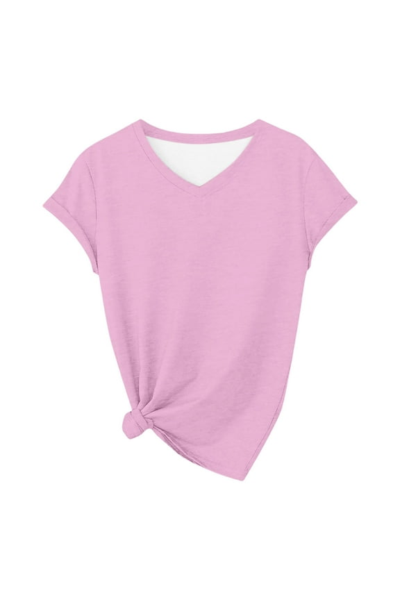 Women's Twist Hem V-Neck Tee, Short Sleeve Casual Basic Top for Spring & Summer Everyday Wear,S
