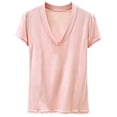 thumbnail image 1 of Daznico Women's V Neck Short Sleeve T Shirt Casual Summer Slim Fit Tops,L, 1 of 2