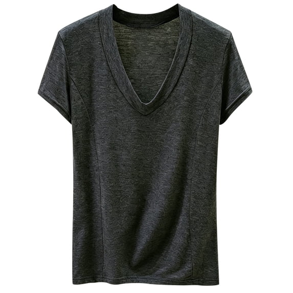 Daznico Women's V Neck Short Sleeve T Shirt Casual Summer Slim Fit Tops,XXL