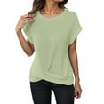thumbnail image 1 of Daznico Women's Waffle Knit Twist Hem Top, Cap Sleeve Casual Basic Tee for Spring & Summer Everyday Wear,S, 1 of 6