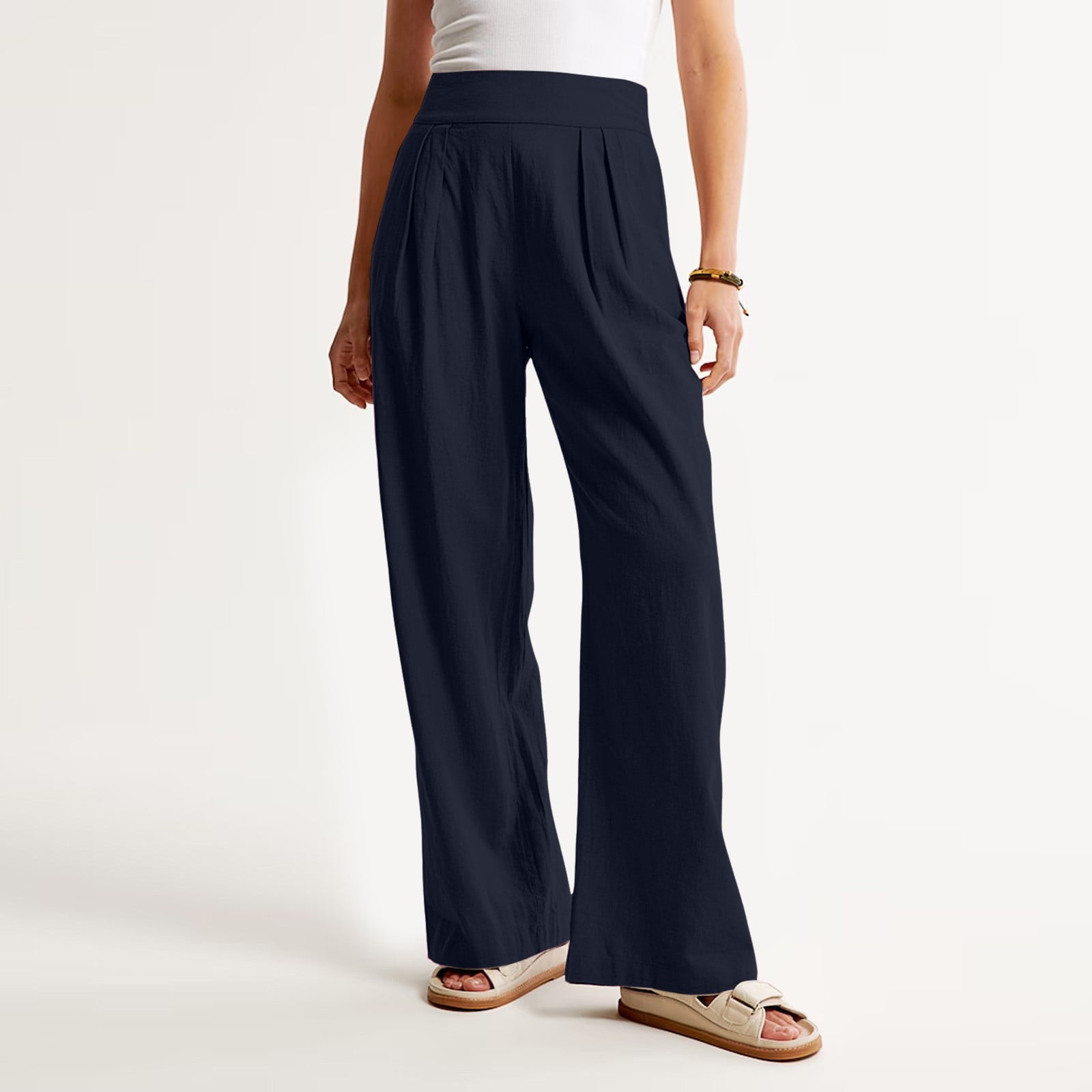 Daznico Women's Wide Leg Dress Pants,Women Fashion Solid Cotton Casual ...