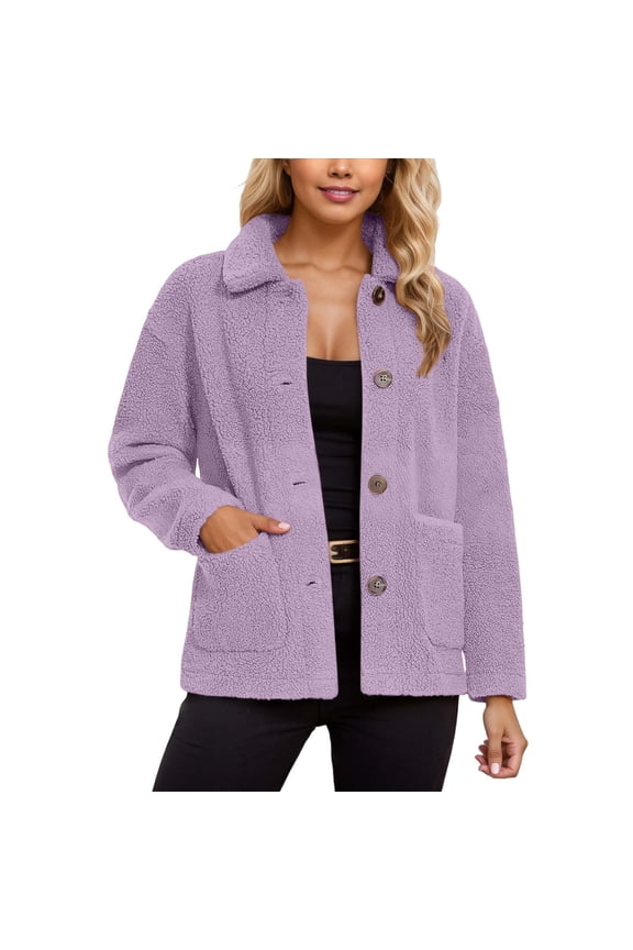 Women's Winter Jacket Teddy Coat Long Sleeved Pocket Coat,Jackets for Women,S