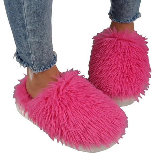 Daznico Women's Winter Slippers Plush Fleece-Lined Indoor/Outdoor House Shoes Non-Slip Warm Comfortable for Home,Color:Hot Pink,Size:35