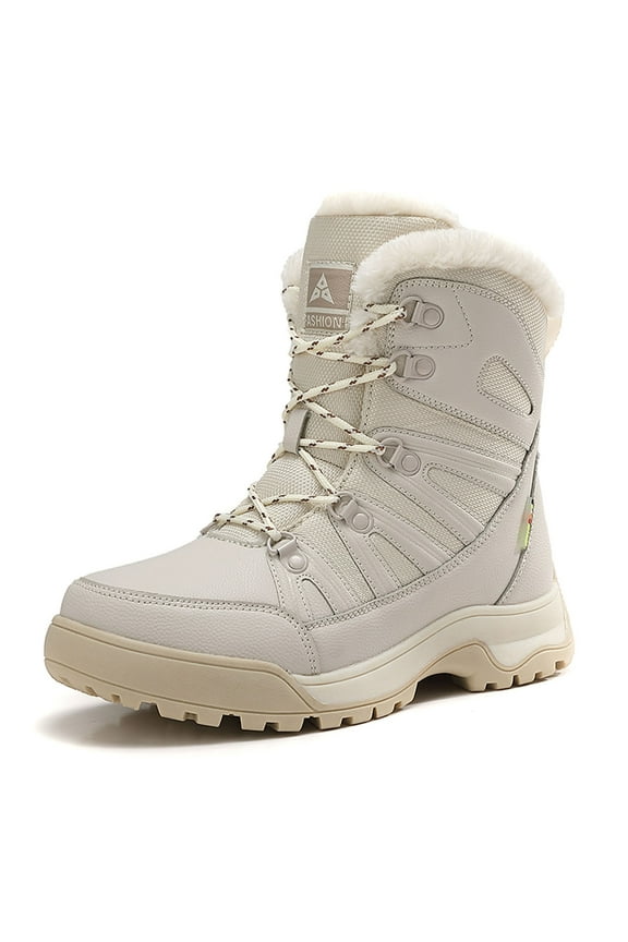 Women's Winter Snow Boots Thick Insulated Lace Up Solid Color Non- Comfortable Warm Outdoor Walking Cold Weather,Size:9