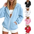 thumbnail image 1 of Daznico Women's Zip Hoodie Hooded Sweatshirt Jacket with Side Pockets Soft Cozy Relaxed Outerwear for Wear,M, 1 of 8