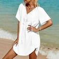 thumbnail image 1 of Daznico Womens Bikini Set,Womens Swimsuit Coverup Lace Crochet V Neck Bathing Suit Cover Up Dress Beach Cover Ups for Swimwear,Plus Size Bikini for Women(Color:White,Size:2XL), 1 of 6