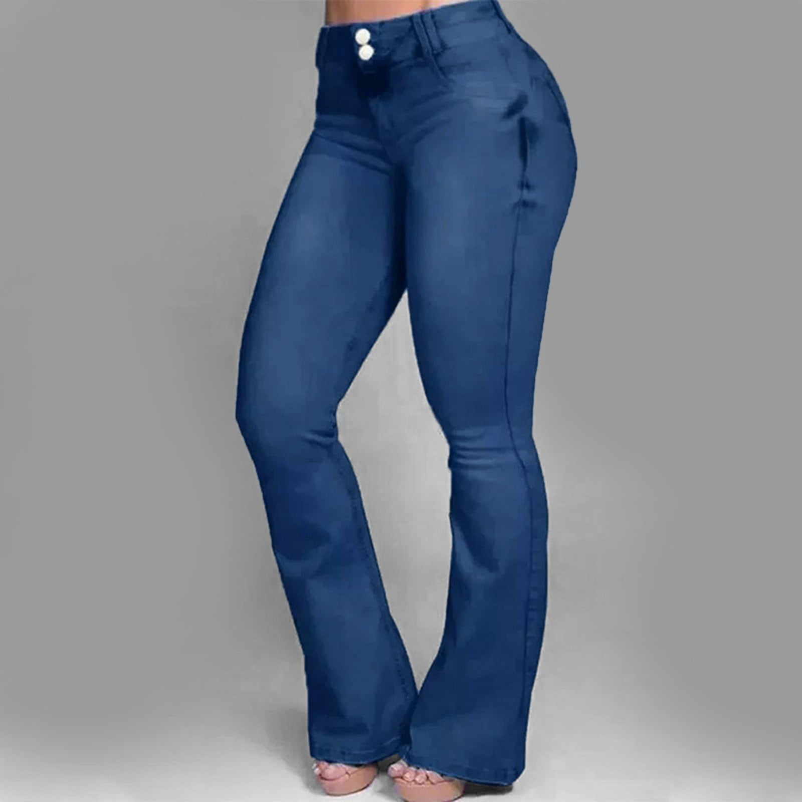 Daznico Womens Bootcut Jeans Casual High Waist Pants Trousers Pockets ...