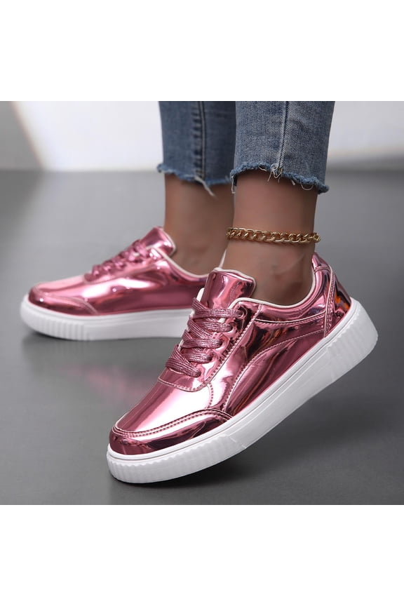 Womens Comfort Sneakers,Women Sneakers Colored Thick Sole Simple and Comfortable Lace Up Versatile Casual Shoes,Women's Glitter Tennis Sneakers,Size 8
