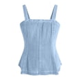 thumbnail image 1 of Daznico Womens Denim Corset Tank Top Square Neck Wide Strap Sleeveless Casual Summer Everyday Blouse,S, 1 of 5