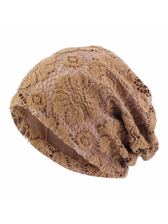 Womens Floral Lace Openwork Weave Turban Head Wrap Cap Soft Stretchy Fit for Yoga Sessions Lightweight Comfort Essential