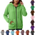 thumbnail image 1 of Daznico Womens Full Zip Hooded Sweatshirt Jacket Long Ribbed Relaxed Loose Soft Pullover Coat with Ribbed Side Pockets Casual Outerwear,XXL, 1 of 5