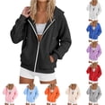 thumbnail image 1 of Daznico Womens Full Zip Raglan Sleeve Hooded Sweatshirt Jacket Relaxed Loose Soft Lightweight Coat Side Pockets Travel Casual Outerwear,XXL, 1 of 4