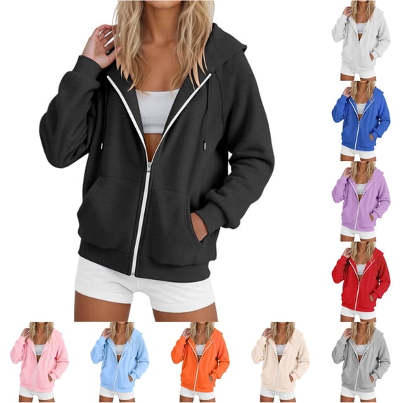 Daznico Womens Full Zip Raglan Sleeve Hooded Sweatshirt Jacket Relaxed Loose Soft Lightweight Coat Side Pockets Travel Casual Outerwear,XXL