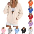 thumbnail image 1 of Daznico Womens Full Zip Raglan Sleeve Hooded Sweatshirt Jacket Relaxed Loose Soft Lightweight Coat Side Pockets Travel Casual Outerwear,XXL, 1 of 4